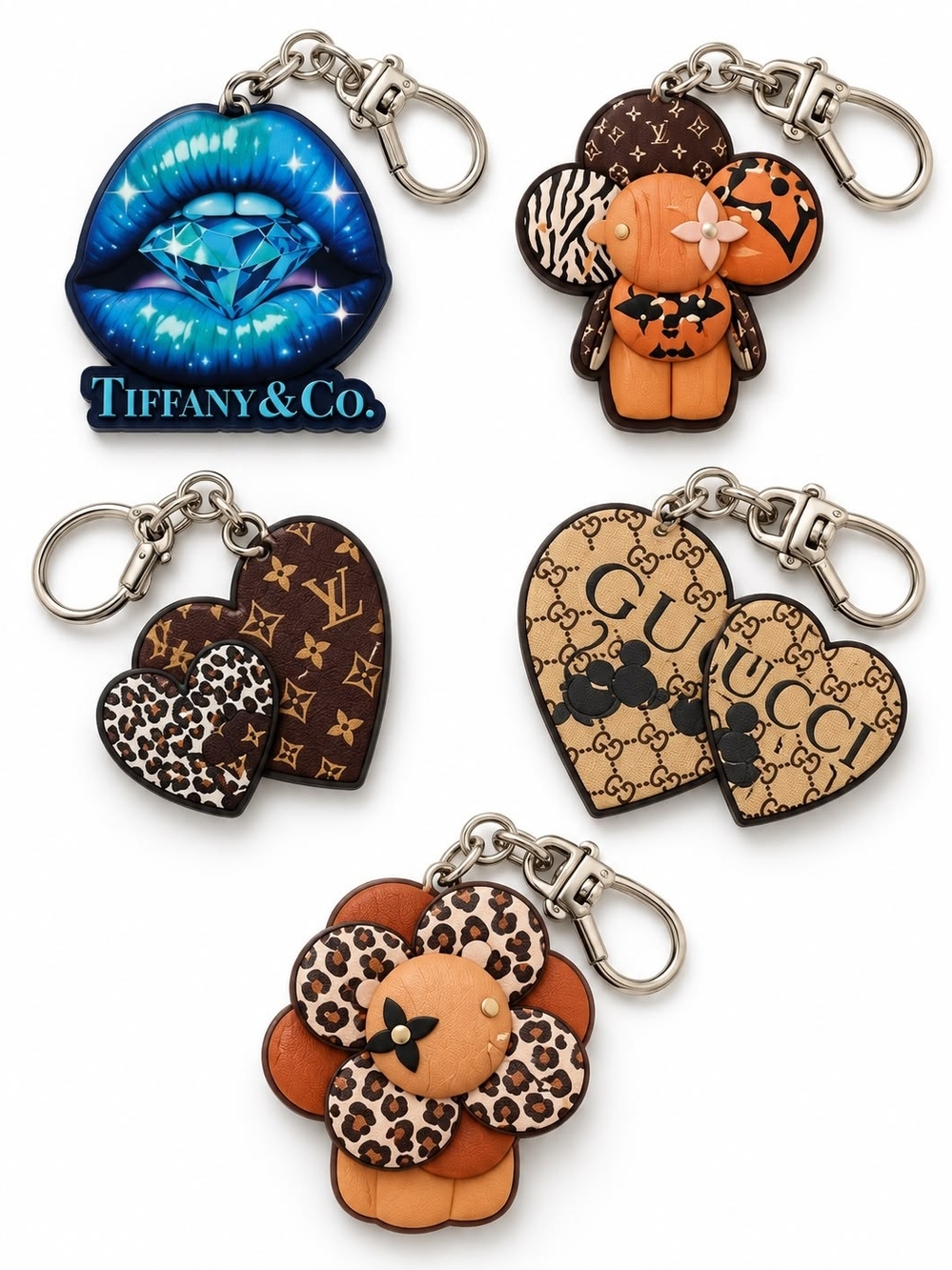 Fashion Keychain Charm Set Of 5